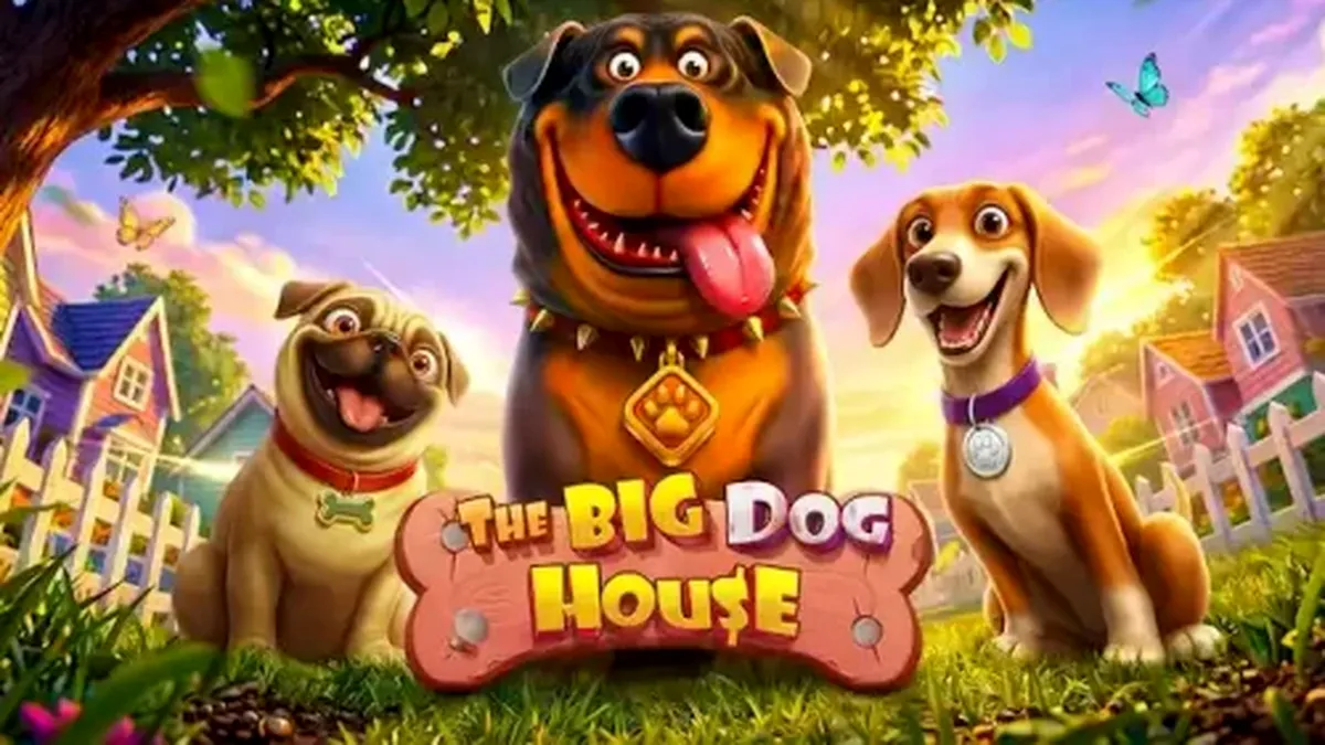 Tampilan antarmuka permainan slot The Big Dog House pada layar ponsel pintar